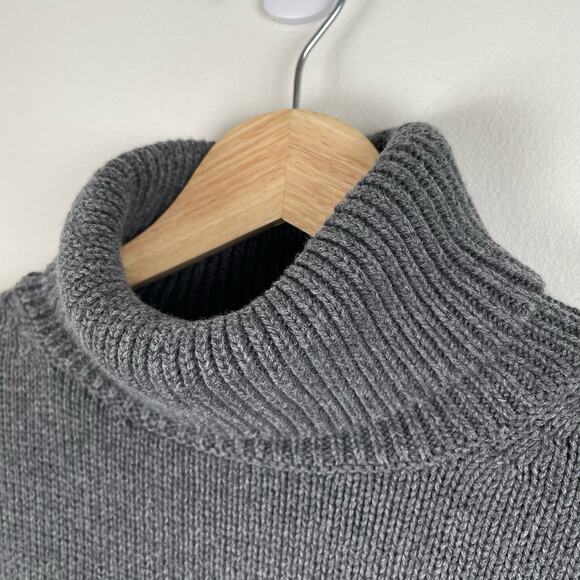 Madewell Chunky Rib Knit Turtleneck Sweater Gray Heather Graphite 100% Cotton - Picture 3 of 10